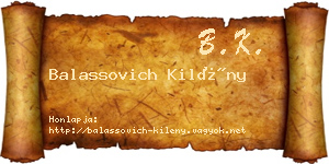 Balassovich Kilény névjegykártya